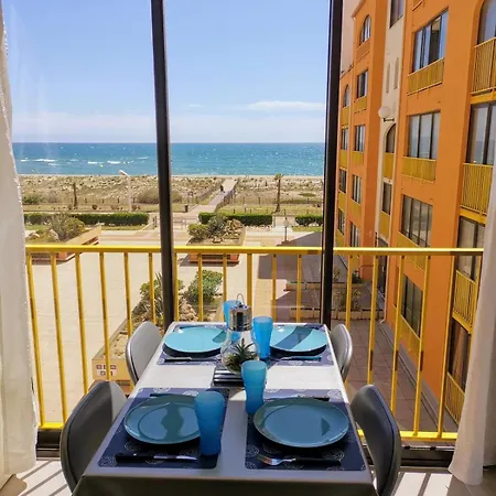 Apartment Vue Mer,acces Direct Plage,fibre,clim,parking Public Gratuit Le Barcares